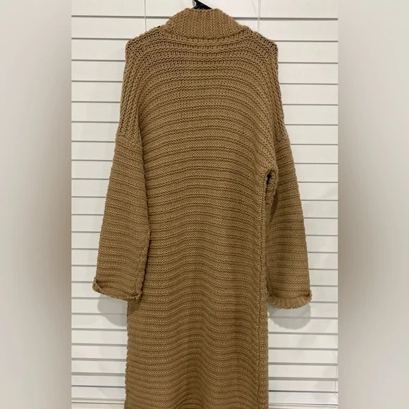 Boutique Pink Lily Tan Cable Knit Polyester Open Front Warm Cardigan Sweater XL - Picture 6 of 8